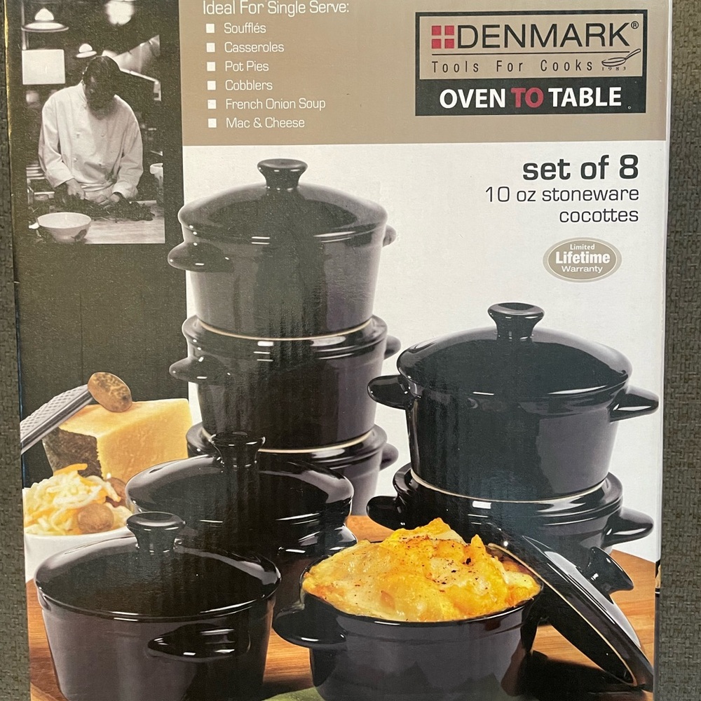 Denmark Black Stoneware Cocottes Set of 8